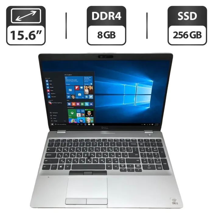 Ноутбук Б-клас Dell Latitude 5511 / 15.6" (1366x768) TN / Intel Core i5-10300H (4 (8) ядра по 2.5 - 4.5 GHz) / 8 GB DDR4 / 256 GB SSD M.2 / Intel UHD Graphics / WebCam / Windows 10 б/в - зображення 1