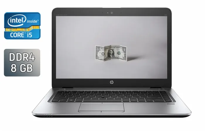 Ультрабук HP EliteBook 840 G4 / 14" (1920x1080) IPS / Intel Core i5-7200U (2 (4) ядра по 2.5 - 3.1 GHz) / 8 GB DDR4 / 240 GB SSD / Intel HD Graphics 520 / WebCam / Fingerprint / Windows 10 б/в - зображення 1