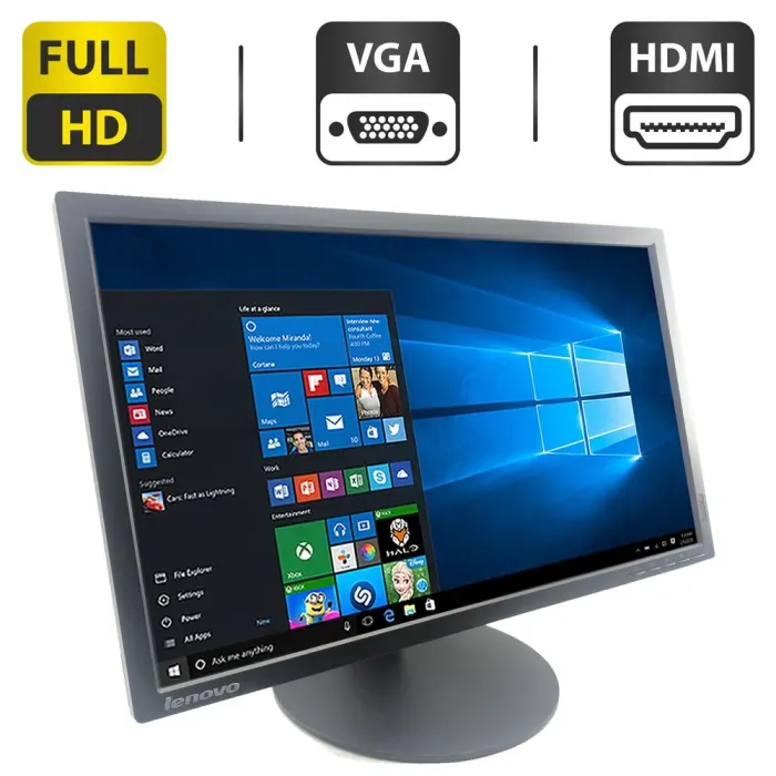 Монітор Lenovo ThinkVision T2324p/23" (1920x1080) IPS/VGA, HDMI, DisplayPort, Audio, USB-Hub + Кабель живлення б/в - зображення 1