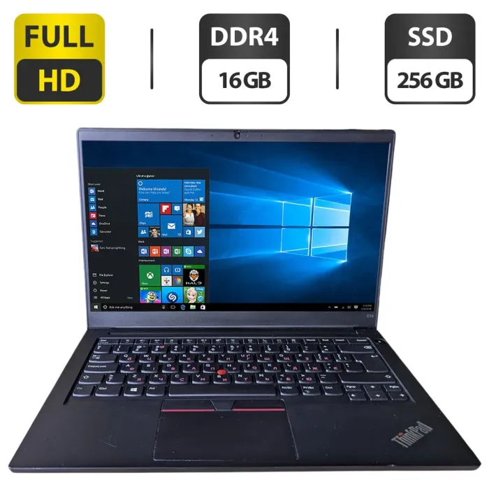 Ультрабук Б-клас Lenovo ThinkPad E14 Gen 2 / 14" (1920x1080) IPS / Intel Core i3-1115G4 (2 (4) ядра по 1.7 - 4.1 GHz) / 16 GB DDR4 / 256 GB SSD M.2 / Intel UHD Graphics / WebCam / HDMI б/в - зображення 1