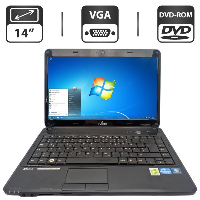 Ноутбук Fujitsu LifeBook LH531 / 14" (1366x768) TN / Intel Core i5-2430M (2 (4) ядра по 2.4 - 3.0 GHz) / 6 GB DDR3 / 500 GB HDD / Intel HD Graphics 3000 / WebCam / DVD-ROM б/в - зображення 1