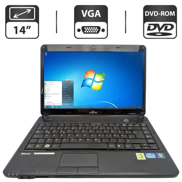 Ноутбук Fujitsu LifeBook LH531 / 14" (1366x768) TN / Intel Core i5-2430M (2 (4) ядра по 2.4 - 3.0 GHz) / 6 GB DDR3 / 500 GB HDD / Intel HD Graphics 3000 / WebCam / DVD-ROM б/в - зображення 1