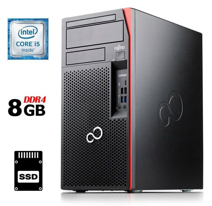 Комп'ютер Fujitsu Esprimo P757/E90+ Tower / Intel Core i5-6500 (4 ядра по 3,2 - 3,6 ГГц) / 8 ГБ DDR4 / 240 ГБ SSD / Intel HD Graphics 530 / 280 Вт / DisplayPort / DVI б/в - изображение 1