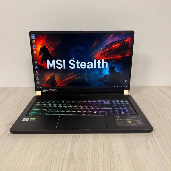 Ігровий ноутбук Б-клас MSI GS75 Stealth 10SE / 17.3" (1920x1080) IPS / Intel Core i7-10875H (8 (16) ядер по 2.3 - 5.1 GHz) / 16 GB DDR4 / 512 GB SSD NVMe / nVidia GeForce RTX 2060, 6 GB GDDR6, 192-bit / WebCam б/в - зображення 2