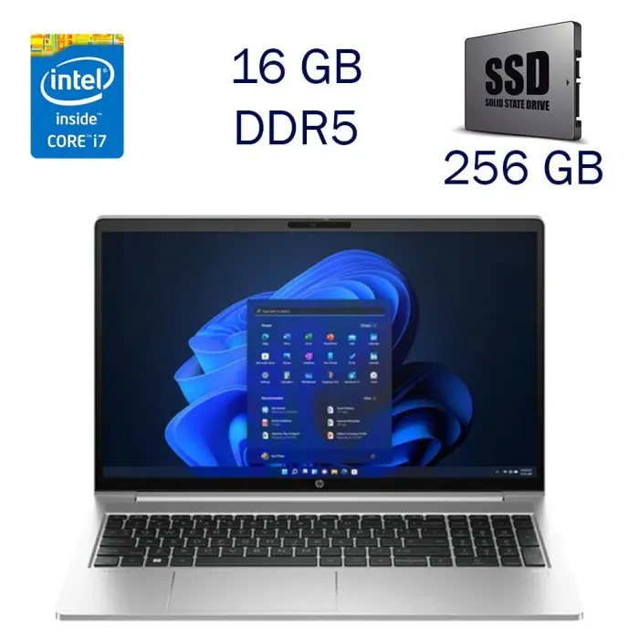 Ультрабук HP ProBook 450 G10 / 15.6" (1920x1080) IPS / Intel Core i7-1355U (10 (12) ядер по 3.7-5 GHz) / 16 GB DDR5 / 256 GB SSD / Intel Iris Xe Graphics eligible / WebCam / Win 11 PRO Lic б/в - зображення 1