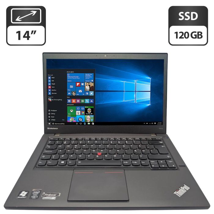 Ноутбук Lenovo ThinkPad T440s / 14" (1600x900) TN / Intel Core i5-4300U (2 (4) ядра по 1.9 - 2.9 GHz) / 8 GB DDR3 / 120 GB SSD / Intel HD Graphics 4400 / WebCam б/в - изображение 1