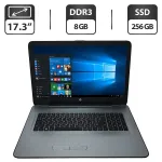 Ноутбук Б-клас HP 17-y020nd / 17.3" (1600x900) TN / AMD A8-7410 (4 ядра по 2.2 - 2.5 GHz) / 8 GB DDR3 / 256 GB SSD / AMD Radeon R5 Graphics / WebCam / DVD-ROM б/в