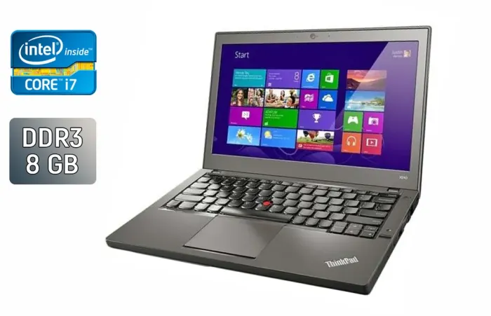 Нетбук Lenovo ThinkPad x240 / 12.5" (1366x768) TN / Intel Core i7-4600U (2 (4) ядра по 2.1 - 3.3 GHz) / 8 GB DDR3 / 240 GB SSD / Intel HD Graphics 4400 / WebCam / Fingerprint / Windows 10 б/в - зображення 1