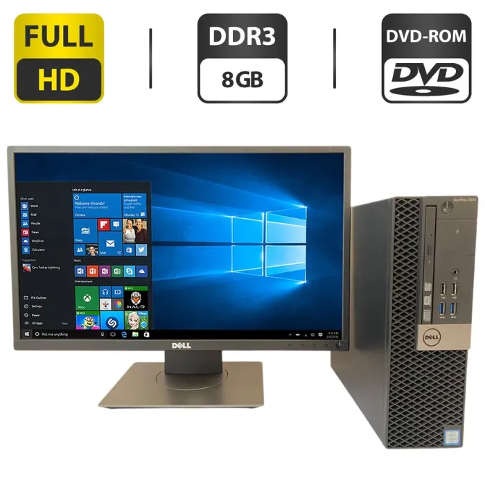 Комплект ПК: комп'ютер Dell OptiPlex 3040 SFF / Intel Core i5-6500 (4 ядра по 3.2 - 3.6 GHz) / 8 GB DDR3 / 500 GB HDD / Intel HD Graphics 530 / DVD-RW + Монітор Dell P2217H / 22" (1920x1080) IPS / USB-Hub, 1x VGA, 1x HDMI, 1x DisplayPort / VESA 100x10 б/в - зображення 1