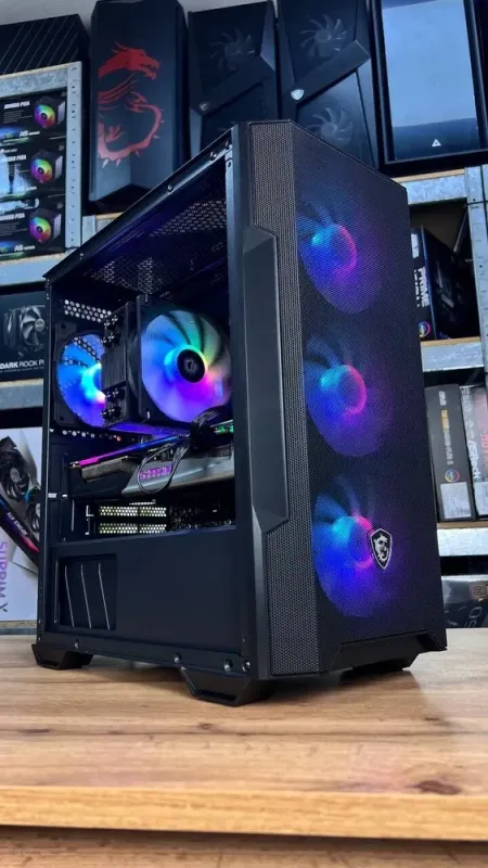 Збірка під замовлення: комп'ютер MSI MAG Forge M100R Black Tower / AMD Ryzen 5 5600 (6 (12) ядер по 3.5 - 4.4 GHz) / 32 GB DDR4 / 1000 GB SSD M.2 / AMD Radeon RX 5700 XT, 8 GB GDDR6, 256-bit / 650W б/в - зображення 2