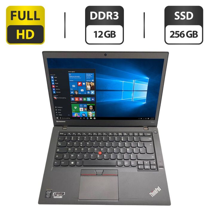 Ноутбук Б-клас Lenovo ThinkPad T450s / 14" (1920x1080) IPS / Intel Core i7-5600U (2 (4) ядра 2.6 - 3.2 GHz) / 12 GB DDR3 / 256 GB SSD / Intel HD Graphics 5500 / WebCam б/в - зображення 1