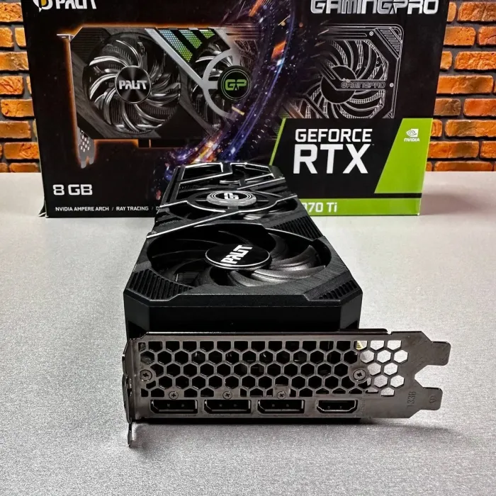 Дискретна відеокарта Palit GeForce RTX 3070 Ti GamingPro, 8 GB GDDR6X, 256-bit / 1x HDMI, 3x DisplayPort / Коробка / (NED307T019P2-1046A) б/в - зображення 3