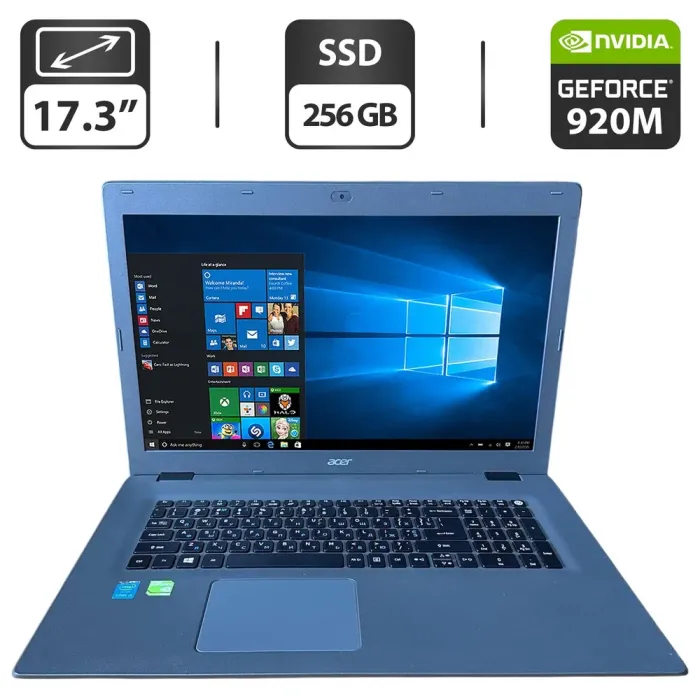 Ноутбук Acer Aspire E5-772 / 17.3" (1600x900) TN / Intel Core i3-5005U (2 (4) ядра по 2.0 GHz) / 8 GB DDR3 / 256 GB SSD / nVidia GeForce 920M, 4 GB GDDR3, 64-bit / WebCam / DVD-ROM б/в - зображення 1