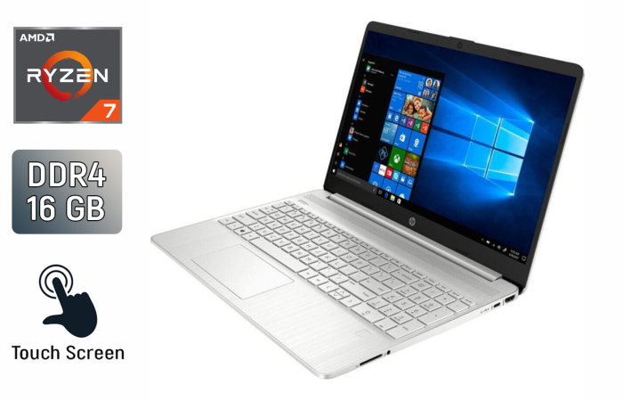 Ноутбук Б-клас HP Pavilion 15-ef1013dx / 15.6" (1920x1080) IPS Touch / AMD Ryzen 7 4700U (8 ядер по 2.0 - 4.1 GHz) / 16 GB DDR4 / 256 GB SSD / AMD Radeon Graphics 448SP / WebCam / TouchID б/в - зображення 1