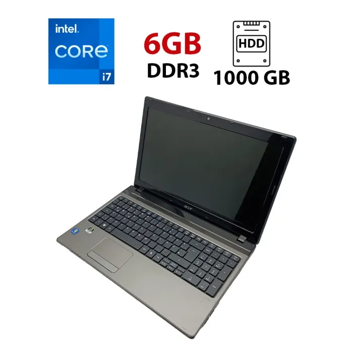Ноутбук Acer Aspire 5750G / 15.6" (1366x768) TN / Intel Core i7-2630QM (4 (8) ядра по 2.0 - 2.9 GHz) / 6 GB DDR3 / 1000 GB HDD / nVidia GeForce GT 610M, 1 GB GDDR5, 128-bit / WebCam б/в - зображення 1