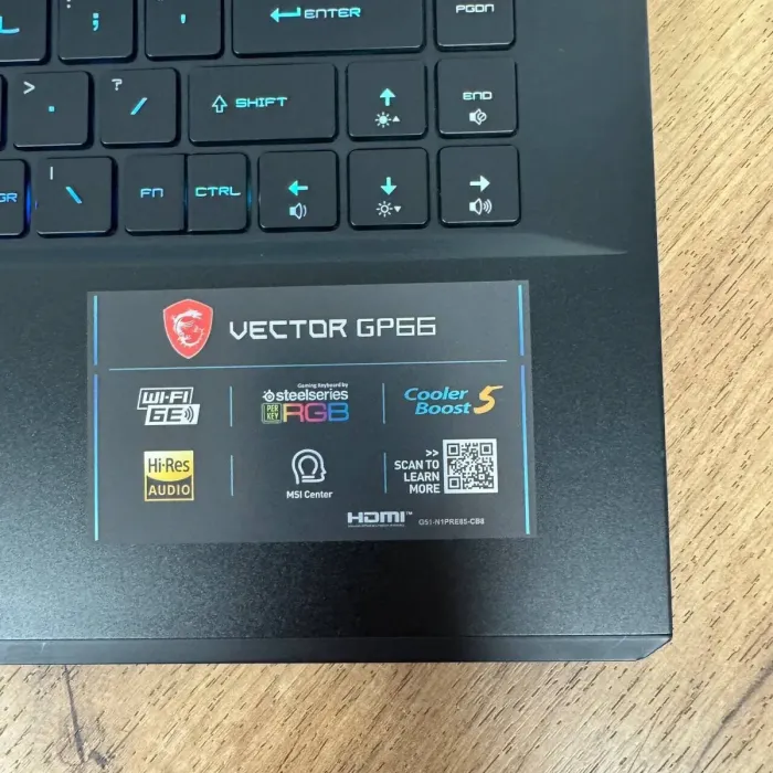 Ігровий ноутбук Б-клас MSI Vector GP66 12UHSO / 15.6" (1920x1080) IPS / Intel Core i7-12650H (10 (16) ядер по 3.5 - 4.7 GHz) / 16 GB DDR5 / 1000 GB SSD NVMe / nVidia GeForce RTX 3080 Ti, 16 GB GDDR6, 256-bit / WebCam б/в - зображення 9