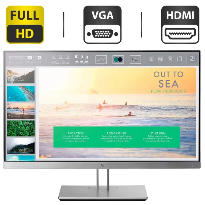 Монітор HP EliteDisplay E233/23" (1920x1080) IPS/VGA, HDMI, DP, USB-Hub/VESA 100x100/Pivot + Кабель живлення б/в - зображення 1
