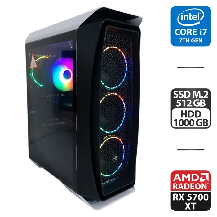Ігровий ПК AeroCool Aero One Frost Tower / Intel Core i7-7700 (4 (8) ядер 3,6 - 4,2 ГГц) / 32 ГБ DDR4 / 512 ГБ SSD M.2 + 1000 ГБ HDD / AMD Radeon RX 5700 XT, 8 ГБ GDDR6, 256-біт / 650 Вт б/в - зображення 1