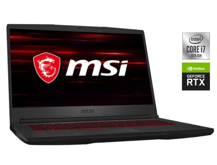 Ігровий ноутбук Б-клас MSI GF65 Thin 10SDR / 15.6" (1920x1080) IPS / Intel Core i7-10750H (6 (12) ядер по 2.6 - 5.0 GHz) / 8 GB DDR4 / 512 GB SSD / nVidia GeForce GTX 1660 Ti, 6 GB GDDR6, 192-bit / WebCam б/в - зображення 1