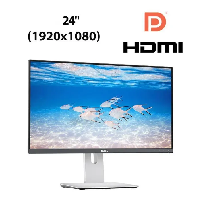Монітор Dell UltraSharp U2414H/24" (1920x1080) IPS/HDMI, DP, mini DP, Audio, USB Hub + Кабель живлення б/в - зображення 1