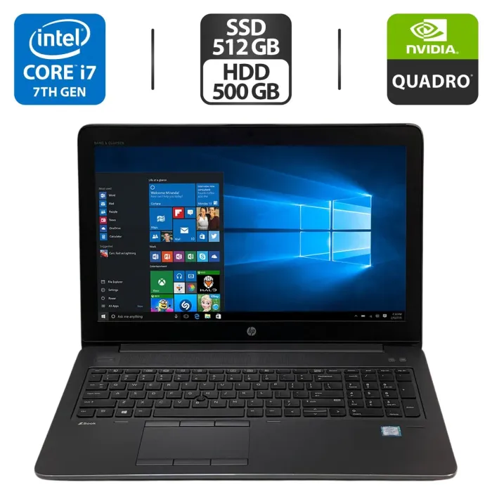 Мобільна робоча станція Б-клас HP ZBook 15 G4 / 15.6" (1920x1080) TN / Intel Core i7-7820HQ (4 (8) ядра по 2.9 - 3.9 GHz) / 32 GB DDR4 / 512 GB SSD + 500 GB HDD / nVidia Quadro M2200, 4 GB GDDR5, 128-bit / WebCam б/в - зображення 1
