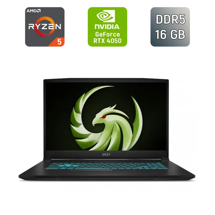 Ігровий ноутбук MSI Bravo 15 C7VE / 15.6" (1920x1080) IPS / AMD Ryzen 5 7535HS (6 (12) ядер по 3,3 - 4,55 ГГц) / 16 ГБ DDR5 / 512 ГБ SSD / nVidia GeForce RTX 4050, 6 ГБ GDDR6, 96-біт / WebCam б/в - зображення 1
