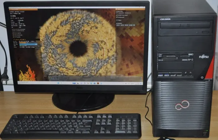 Комплект ПК: Fujitsu Celsius W530 Tower / Intel Core i5-4590 (4 ядра по 3.3 - 3.7 GHz) / 16 GB DDR3 / 120 GB SSD + 500 GB HDD / nVidia GeForce GTX 550 Ti, 4 GB GDDR5, 128-bit + Монітор Б-клас AOC / 22" (1680x1050) TN + Нові клавіатура, мишка, кабелі б/в - зображення 5