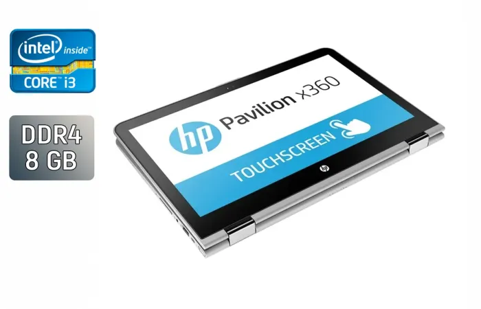 Ноутбук-трансформер HP Pavilion x360 m3 Convertible / 13.3" (1366x768) IPS Touch / Intel Core i3-6100U (2 (4) ядра по 2.3 GHz) / 8 GB DDR4 / 240 GB SSD / Intel HD Graphics 520 / WebCam / Windows 10 б/в - зображення 1