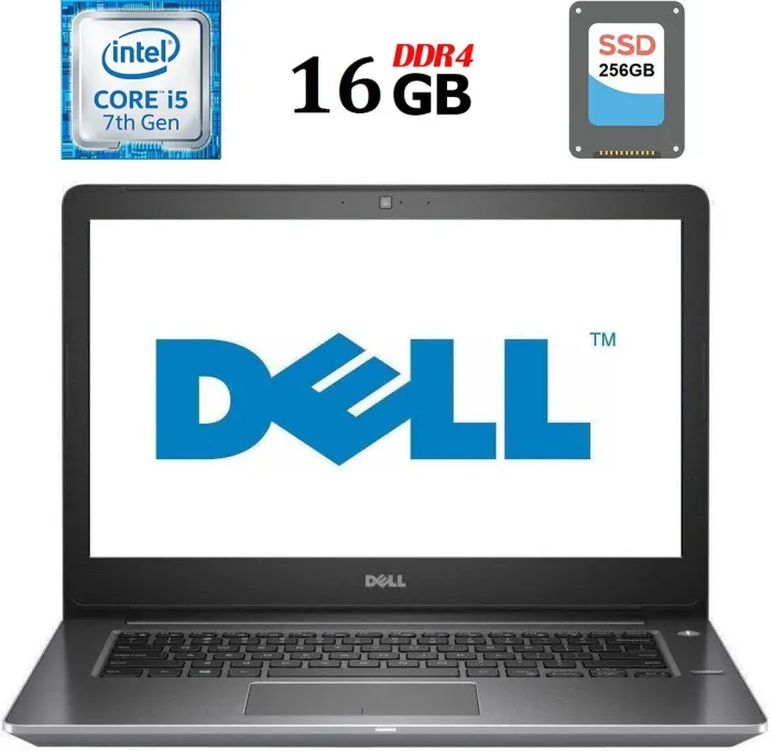 Ноутбук Б-клас Dell Vostro 5468 / 14" (1920x1080) TN / Intel Core i5-7200U (2 (4) ядра по 2.5 - 3.1 GHz) / 16 GB DDR4 / 256 GB SSD / Intel HD Graphics 620 / WebCam / HDMI б/в - зображення 1