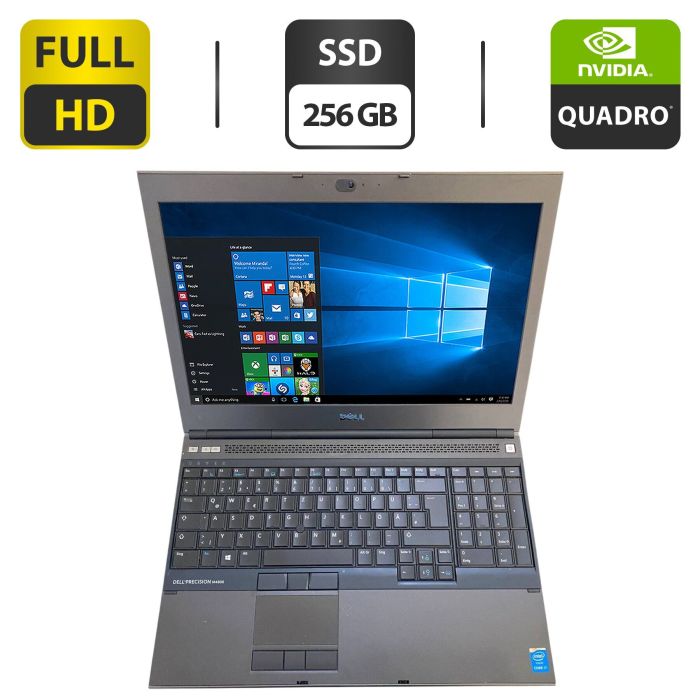 Мобільна робоча станція Б-класу Dell Precision M4800 / 15.6" (1920x1080) TN / Intel Core i7-4810MQ (4 (8) ядра по 2.8 - 3.8 GHz) / 32 GB DDR3 / 256 GB SSD / nVidia Quadro K2100M, 2 GB GDDR5, 128-bit / WebCam / DVD-ROM б/в - зображення 1