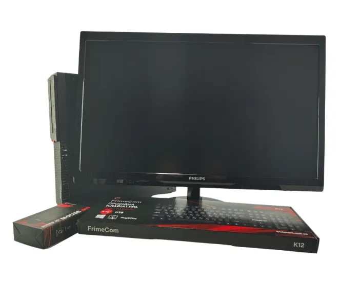 Комплект ПК: Lenovo ThinkCentre M800 SFF / Intel Core i5-6400 (4 ядра по 2.7 - 3.3 GHz) / 16 GB DDR4 / 240 GB SSD / Intel HD Graphics 530 + Монітор Philips 246V5L / 24" (1920x1080) TN / VGA, DVI б/в - зображення 2