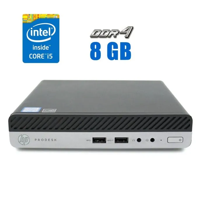 Неттоп HP ProDesk 400 G3 Mini USFF / Intel Core i5-7400T (4 ядра по 2.4 - 3.0 GHz) / 8 GB DDR4 / 120 GB SSD / Intel HD Graphics 510 / USB 3.1 / DisplayPort б/в - зображення 1
