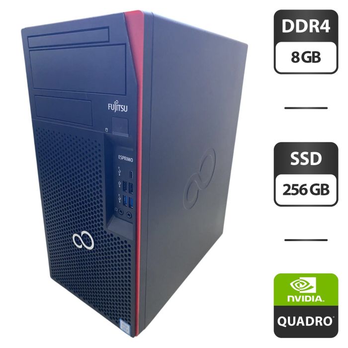 Комп'ютер Fujitsu Esprimo P758 E85 Tower / Intel Core i5-8400 (6 ядер по 2,8 - 4,0 ГГц) / 8 ГБ DDR4 / 256 ГБ SSD / nVidia Quadro M2000, 4 ГБ GDDR5, 128-біт б/в - зображення 1