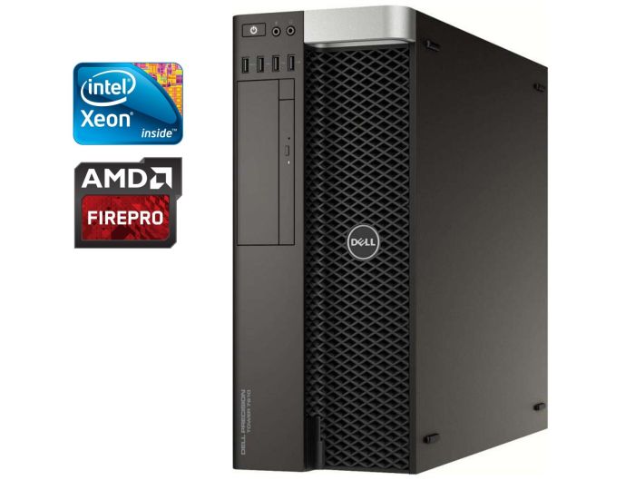 Робоча станція Dell Precision 5810 Workstation Tower / Intel Xeon E5-1620 v3 (4 (8) ядра по 3,5 - 3,6 ГГц) / 8 ГБ DDR4 / 256 ГБ SSD / AMD FirePro W2100, 2 ГБ DDR3, 128-біт / DVD-ROM б/в - зображення 1