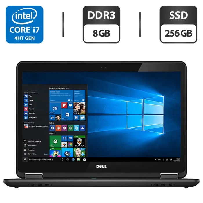 Ноутбук Б-клас Dell Latitude E7440 / 14" (1600x900) TN / Intel Core i7-4600U (2 (4) ядра по 2.1 - 3.3 GHz) / 8 GB DDR3 / 256 GB SSD / Intel HD Graphics 4400 / WebCam / HDMI б/в - зображення 1