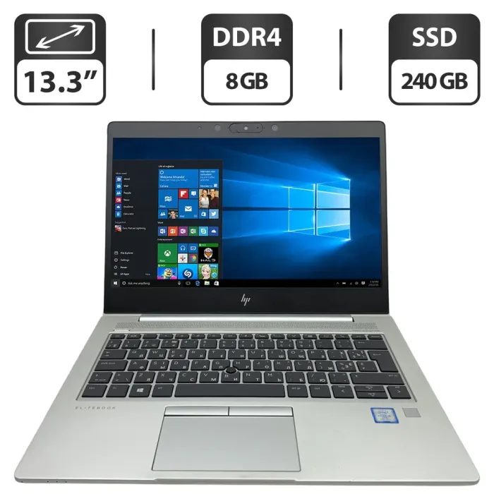 Ультрабук Б-клас HP EliteBook 830 G5 / 13.3" (1366x768) IPS Touch / Intel Core i5-7300U (2 (4) ядра по 2.6 - 3.5 GHz) / 8 GB DDR4 / 240 GB SSD / Intel UHD Graphics 620 / WebCam б/в - зображення 1