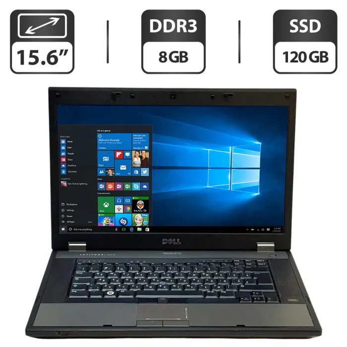Ноутбук Б-клас Dell Latitude E5510 / 15.6" (1366x768) TN / Intel Core i5-560M (2 (4) ядра по 2.66 - 3.2 GHz) / 8 GB DDR3 / 120 GB SSD / Intel HD Graphics / WebCam / DVD-ROM / Не працює АКБ б/у - зображення 1
