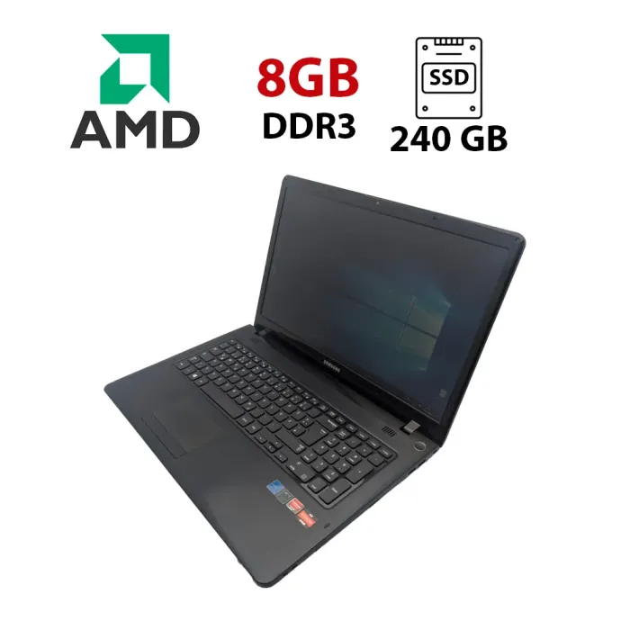 Ноутбук Samsung NP355 / 17.3" (1600x900) TN / AMD A4-4300M (2 ядра по 2.5 - 3.0 GHz) / 8 GB DDR3 / 240 GB SSD / AMD Radeon HD 7420G Graphics / WebCam б/в - зображення 1