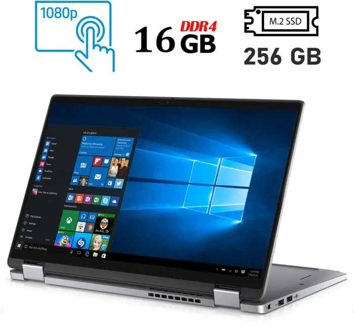 Ультрабук-трансформер Б-клас Dell Latitude 7410 2-in-1 / 14" (1920x1080) IPS Touch / Intel Core i7-10610U (4 (8) ядра по 1.8 - 4.9 GHz) / 16 GB DDR4 / 256 GB SSD M.2 / Intel UHD Graphics / WebCam / Windows 10 б/в - зображення 1