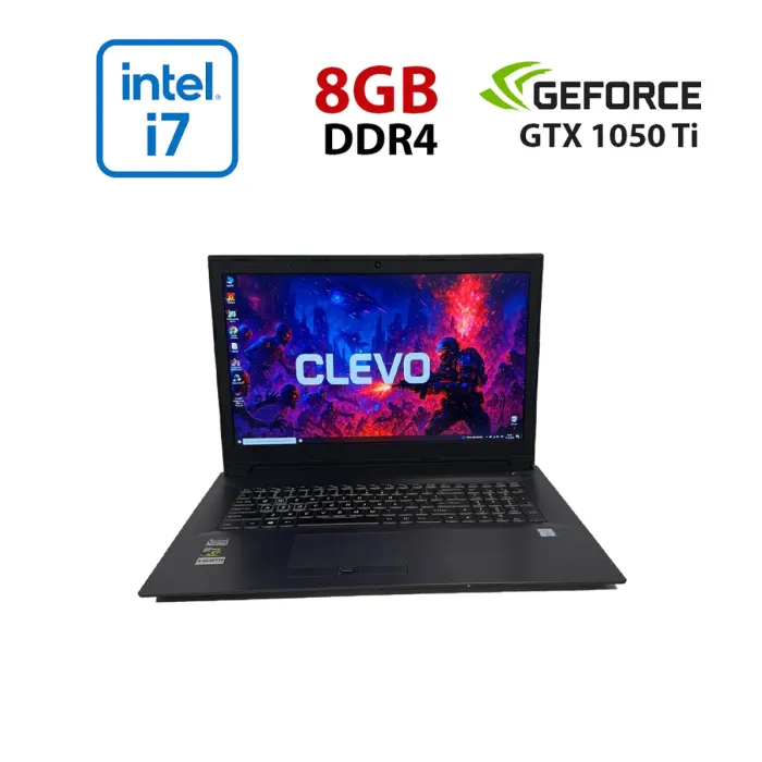 Ігровий ноутбук Clevo N870HK / 17.3" (1920x1080) IPS / Intel Core i7-7700HQ (4 (8) ядра по 2,8 - 3,8 ГГц) / 8 ГБ DDR4 / 256 ГБ SSD / nVidia GeForce GTX 1050 Ti, 4 ГБ GDDR5, 128-біт / WebCam б/в - зображення 1