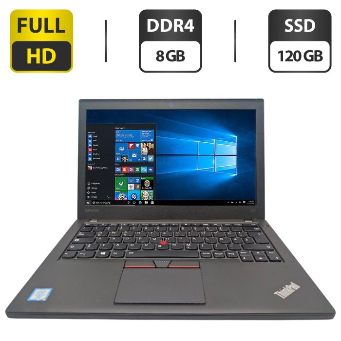 Нетбук Lenovo ThinkPad X260 / 12.5" (1920x1080) IPS / Intel Core i7-6600U (2 (4) ядра по 2.6 - 3.4 GHz) / 8 GB DDR4 / 120 GB SSD / Intel HD Graphics 520 / WebCam б/в - изображение 1