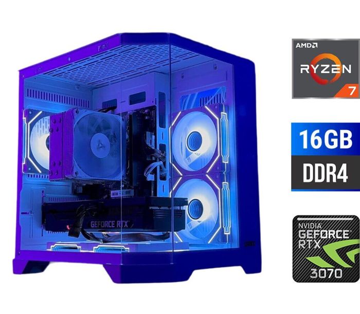 Ігровий ПК Tower / AMD Ryzen 7 5700X (8 (16) ядер по 3,4 - 4,6 ГГц) / 16 ГБ DDR4 / 500 ГБ SSD / nVidia GeForce RTX 3070, 8 ГБ GDDR6, 256-біт б/в - зображення 1