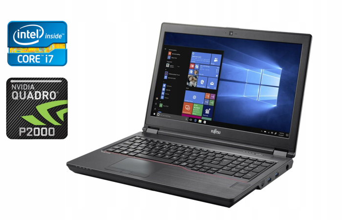 Мобільна робоча станція Fujitsu Celsius H780 / 15.6" (1920x1080) IPS / Intel Core i7-8750H (6 (12) ядер по 2.2 - 4.1 GHz) / 16 GB DDR4 / 512 GB SSD / nVidia Quadro P2000, 4 GB GDDR5, 128-bit / WebCam / 4G б/в - зображення 1