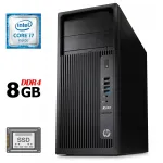 Комп'ютер Б-клас HP Z240 Workstation Tower / Intel Core i7-6700 (4 (8) ядра по 3,4 - 4,0 ГГц) / 8 ГБ DDR4 / 250 ГБ SSD / Intel HD Graphics 530 / 400 Вт / DVD-ROM / DisplayPort б/в