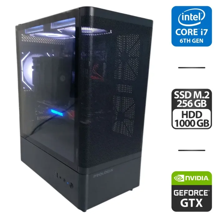 Ігровий ПК Prologix GM-01MAB Tower / Intel Core i7-6700K (4 (8) ядра по 4,2 - 4,2 ГГц) / 24 ГБ DDR4 / 256 ГБ SSD M.2 + 1000 ГБ HDD / nVidia GeForce GTX 1070, 8 ГБ GDDR5, 256-біт / 600 Вт б/в - зображення 1