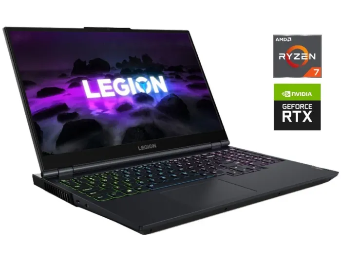 Ігровий ноутбук Б-клас Lenovo Legion 5 15ACH6H / 15.6" (1920x1080) IPS / AMD Ryzen 7 5800H (8 (16) ядер по 3.2 - 4.4 GHz) / 16 GB DDR4 / 512 GB SSD / nVidia GeForce RTX 3060, 6 GB GDDR6, 192-bit / WebCam б/в - зображення 1