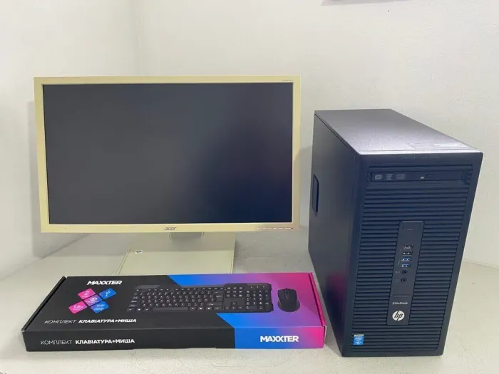 Комплект ПК: комп'ютер HP EliteDesk 700 G1 Tower / Intel Core i5-4590 (4 ядра по 3.0 - 3.7 GHz) / 8 GB DDR3 / 120 GB SSD / Intel HD Graphics 4600 / DVD-ROM + Монітор Б-клас Acer B243HL / 24" (1920x1080) TN / VGA б/в - зображення 2