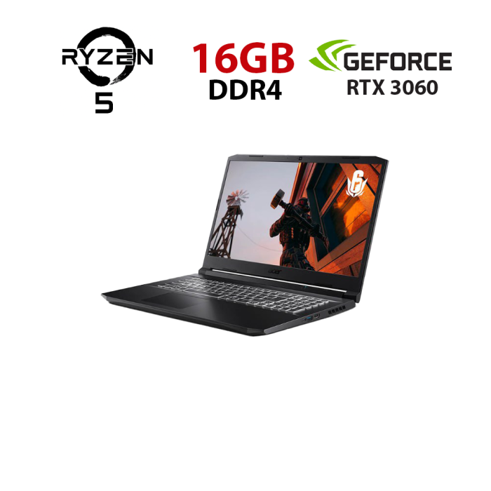 Ігровий ноутбук Acer Nitro 5 AN517-41-R0CW / 17,3" (1920x1080) IPS / AMD Ryzen 5 5600H (6 (12) ядер по 3,3 - 4,2 ГГц) / 16 ГБ DDR4 / 480 ГБ SSD / nVidia GeForce RTX 3060, 6 ГБ GDDR6, 192-bit / WebCam б/в - изображение 1