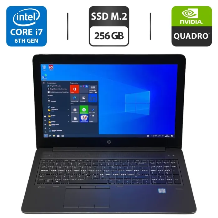 Мобільна робоча станція HP ZBook 15 G3 / 15.6" (1920x1080) TN / Intel Core i7-6820HQ (4 (8) ядра по 2.7 - 3.6 GHz) / 16 GB DDR4 / 256 GB SSD M.2 / nVidia Quadro M1000M, 2 GB GDDR5, 128-bit / WebCam / Windows 10 Pro б/в - зображення 1