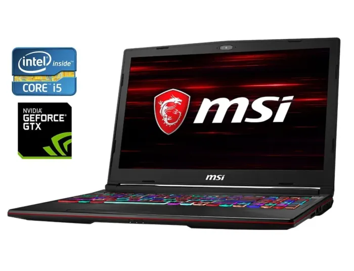 Ігровий ноутбук Б-клас MSI GL63 8RC / 15.6" (1920x1080) IPS / Intel Core i5-8300H (4 (8) ядра по 2.3 - 4.0 GHz) / 8 GB DDR4 / 128 GB SSD M.2 + 1000 GB HDD / nVidia GeForce GTX 1050, 2 GB GDDR5, 128-bit / WebCam б/в - зображення 1